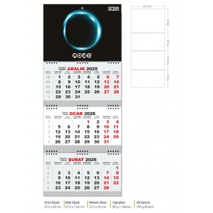 Gemici Küçük Boy Takvim - 27,5*60,5 cm
