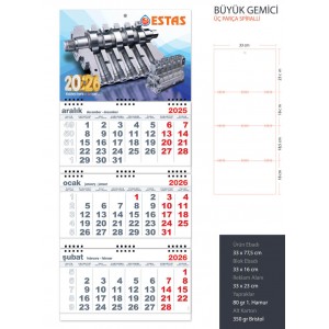 Gemici Mega Boy Takvim - 33*77,5cm